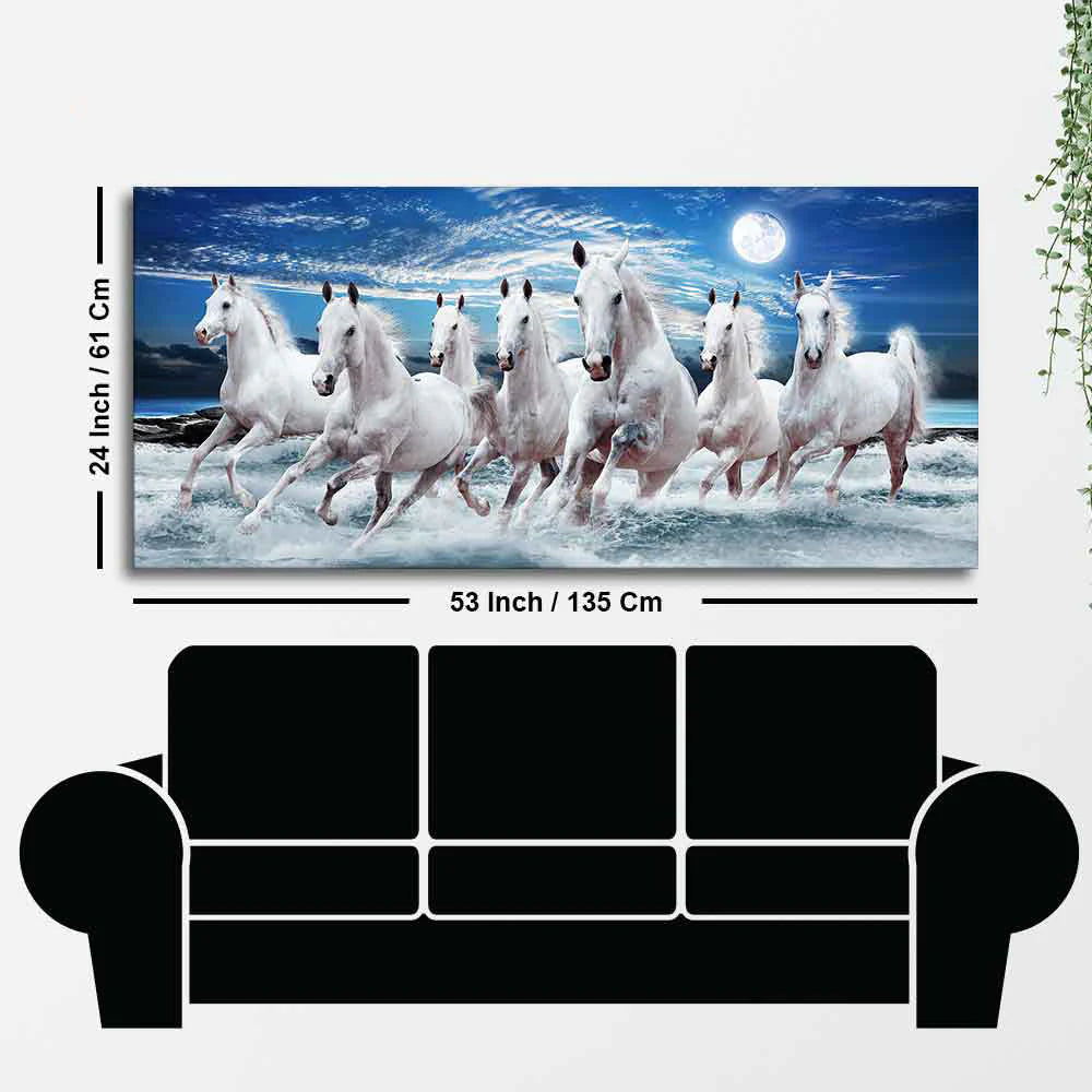 Seven Horses Running at Night Wall Painting DECORMANTRA