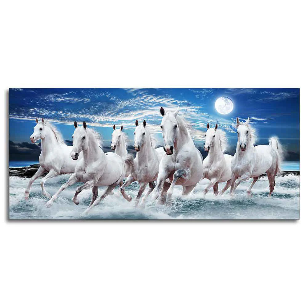 Seven Horses Running at Night Wall Painting DECORMANTRA