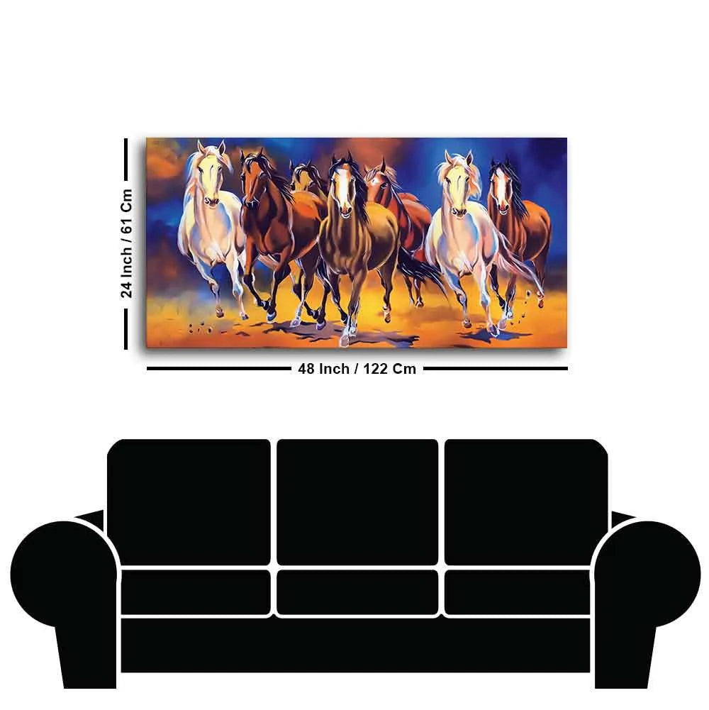 Seven Horses Running in Field Canvas Wall Painting DECORMANTRA