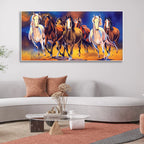 Seven Horses Running in Field Canvas Wall Painting DECORMANTRA