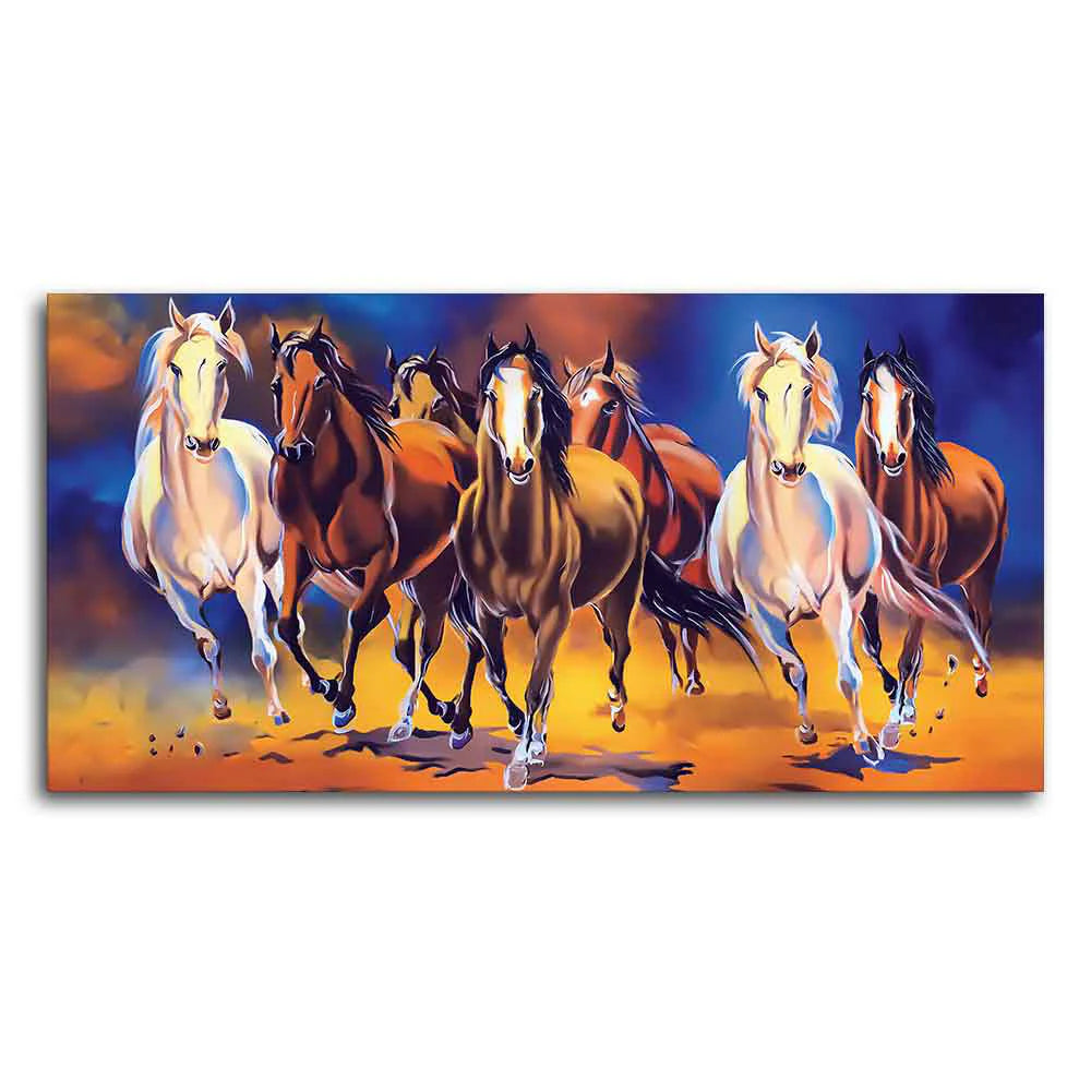 Seven Horses Running in Field Canvas Wall Painting DECORMANTRA