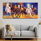 Seven Running Horses Premium Canvas Wall Painting DECORMANTRA