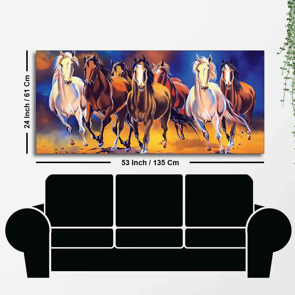 Seven Running Horses Premium Canvas Wall Painting DECORMANTRA