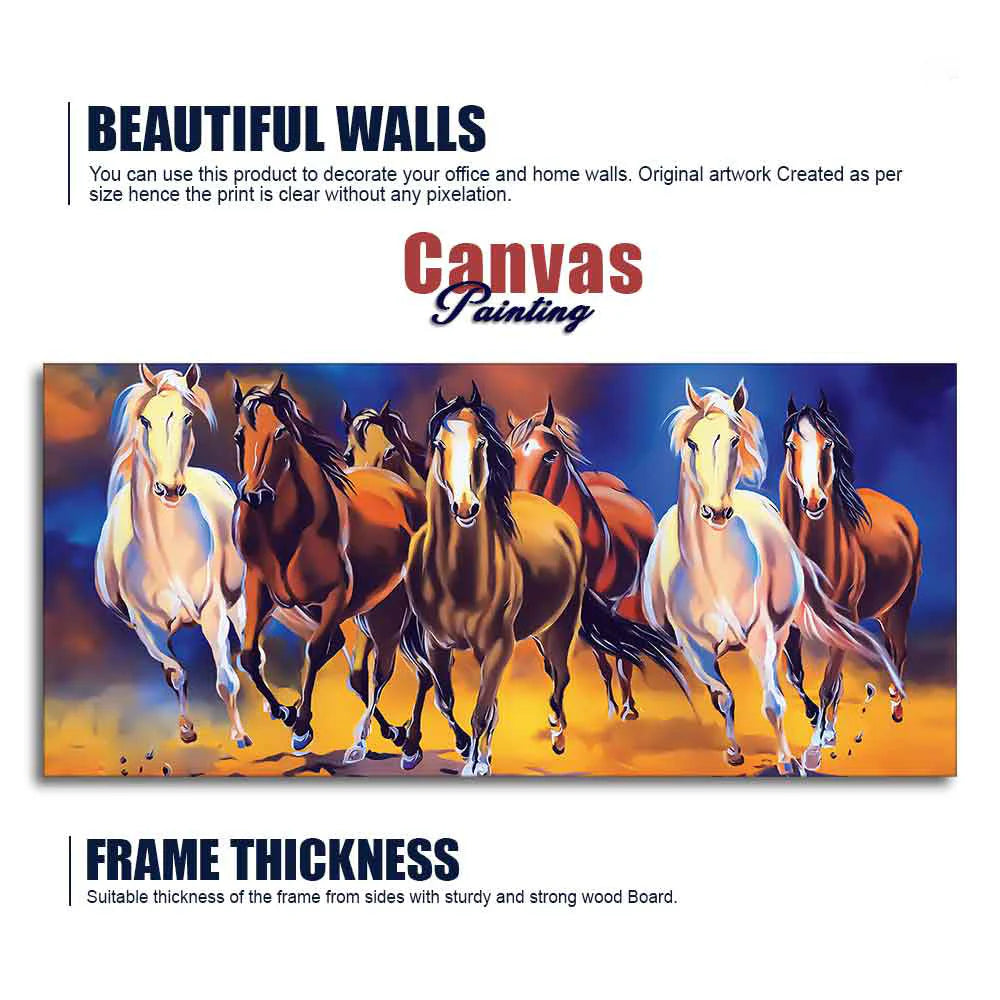 Seven Running Horses Premium Canvas Wall Painting DECORMANTRA