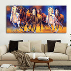 Seven Running Horses Premium Canvas Wall Painting DECORMANTRA