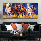 Seven Running Horses Premium Canvas Wall Painting DECORMANTRA