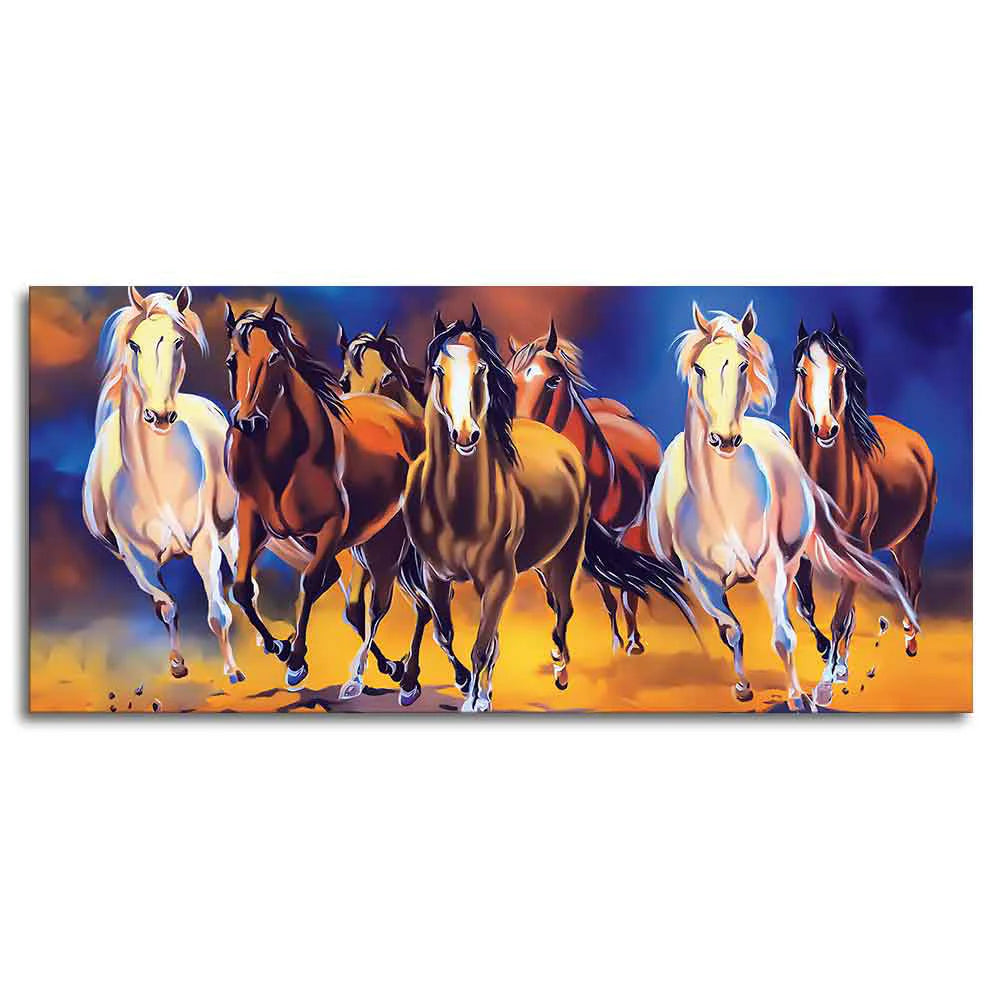 Seven Running Horses Premium Canvas Wall Painting DECORMANTRA