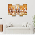 Seven Running Horses Wall Painting Canvas Painting Premium 5 Pieces Decor Mantra