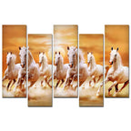 Seven Running Horses Wall Painting Canvas Painting Premium 5 Pieces Decor Mantra