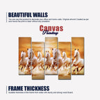 Seven Running Horses Wall Painting Canvas Painting Premium 5 Pieces Decor Mantra