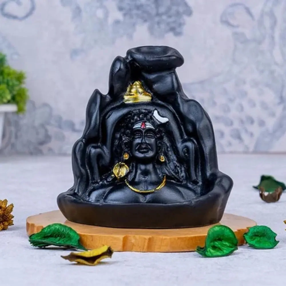 Adiyogi Shiva Idol Backflow Smoke Fountain – Lord Shiva Idol for Home, Pooja Room & Meditation | Adiyogi Shiva Incense Holder - Harshita Craft