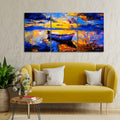 Sky Sunset and Boat on the Water 3 Pieces Canvas Wall Painting DECORMANTRA