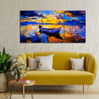 Sky Sunset and Boat on the Water 3 Pieces Canvas Wall Painting DECORMANTRA