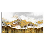 Smoke Cloud Golden Mountain Peak Canvas Wall Painting DECORMANTRA