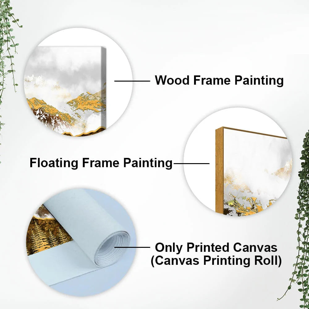 Smoke Cloud Golden Mountain Peak Canvas Wall Painting DECORMANTRA