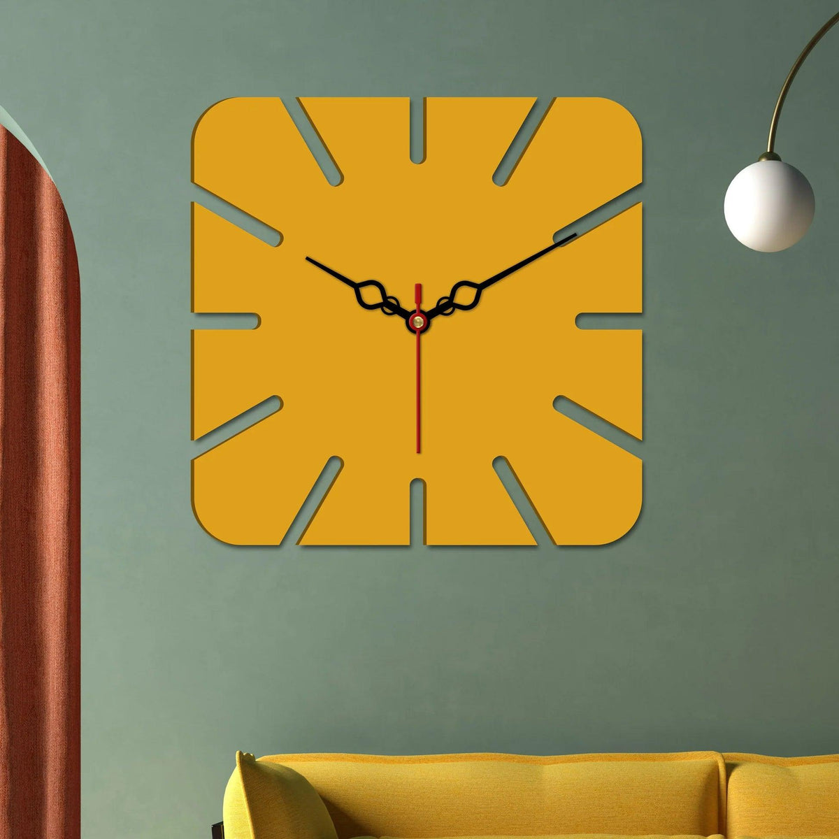 Square Shape Modern Style Wooden Wall Clock - Decor Mantra 