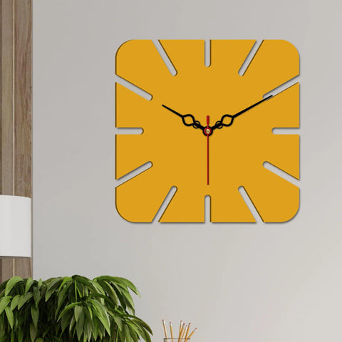 Square Shape Modern Style Wooden Wall Clock - Decor Mantra 