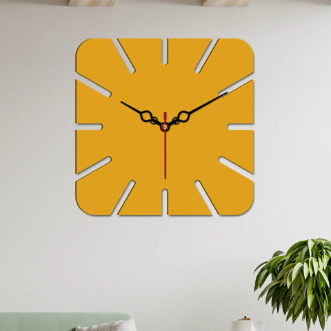 Square Shape Modern Style Wooden Wall Clock - Decor Mantra 