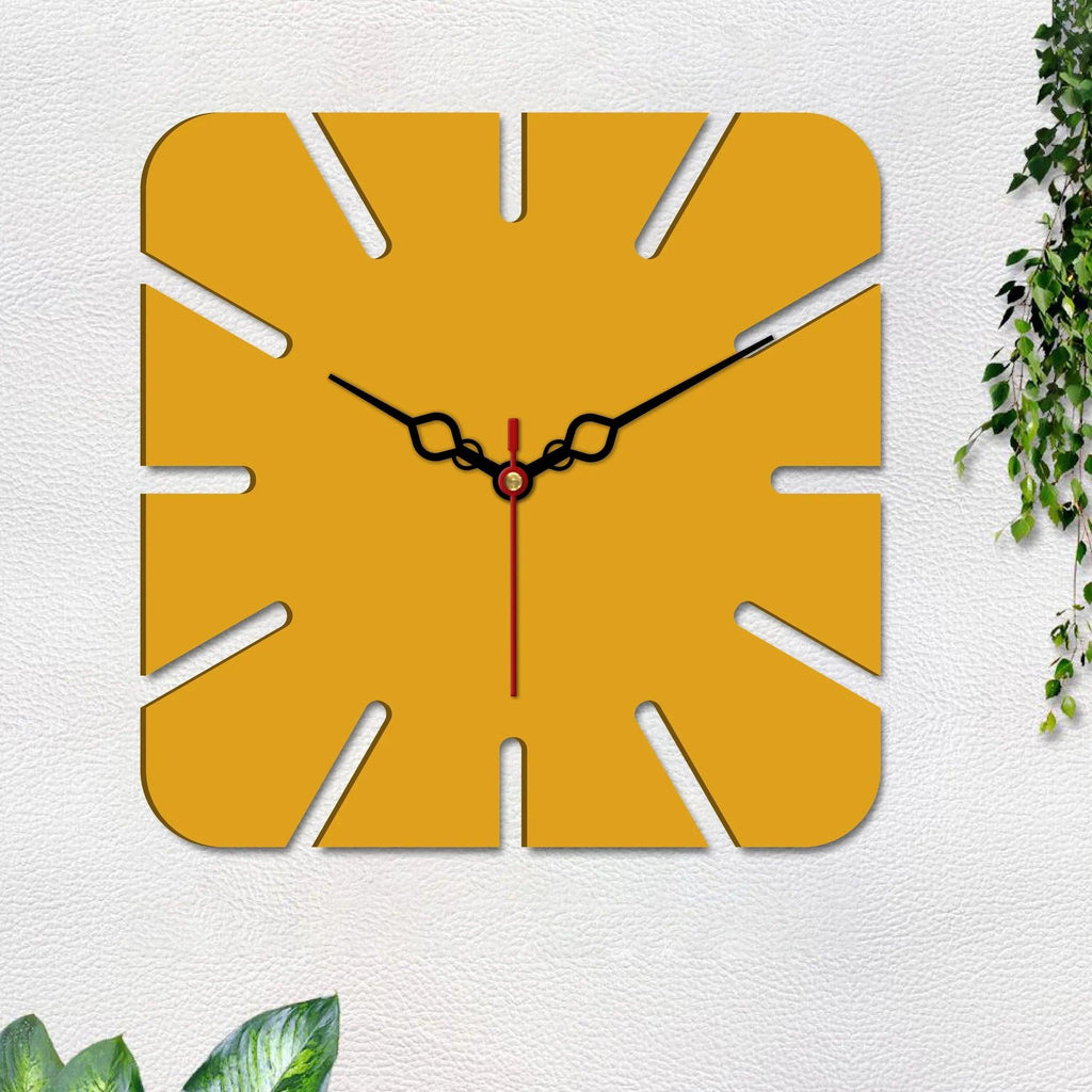 Square Shape Modern Style Wooden Wall Clock - Decor Mantra 