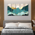 Sunrise Abstract Mountains 5 Pieces Premium Wall Painting DECORMANTRA