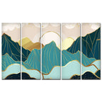 Sunrise Abstract Mountains 5 Pieces Premium Wall Painting DECORMANTRA