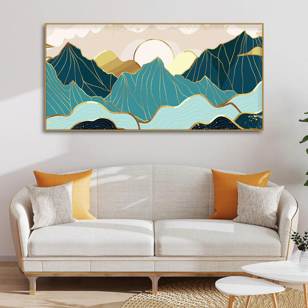 Sunrise Abstract Mountains Canvas wall Painting DECORMANTRA