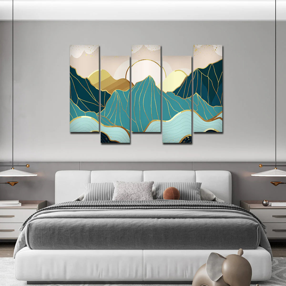 Sunrise Abstract Mountains Premium Canvas Wall Painting DECORMANTRA