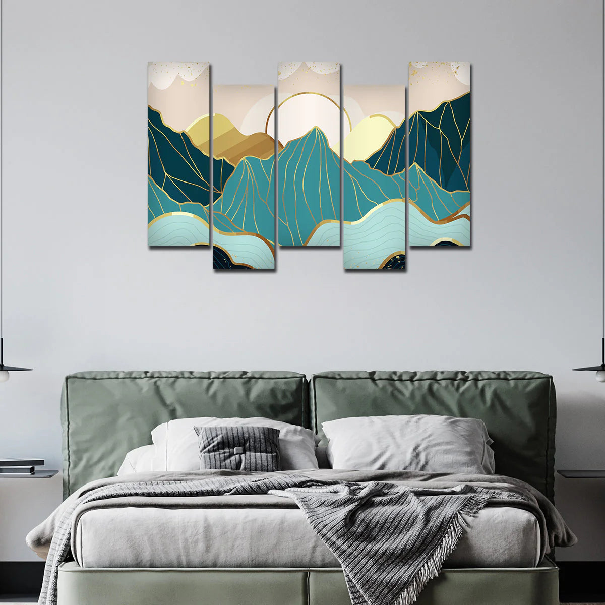 Sunrise Abstract Mountains Premium Canvas Wall Painting DECORMANTRA