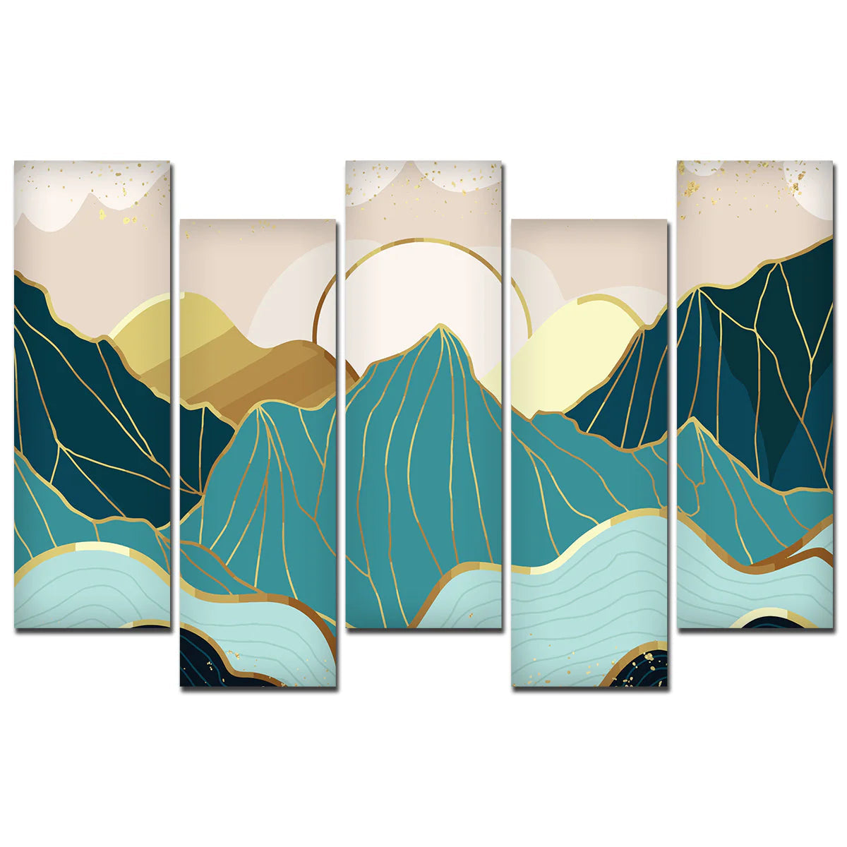 Sunrise Abstract Mountains Premium Canvas Wall Painting DECORMANTRA