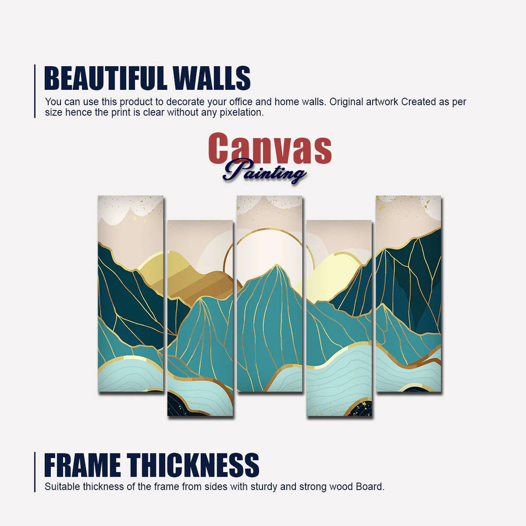Sunrise Abstract Mountains Premium Canvas Wall Painting DECORMANTRA