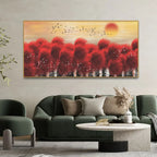 Sunset With Red Tree Premium Canvas Wall Painting DECORMANTRA