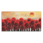 Sunset With Red Tree Premium Canvas Wall Painting DECORMANTRA