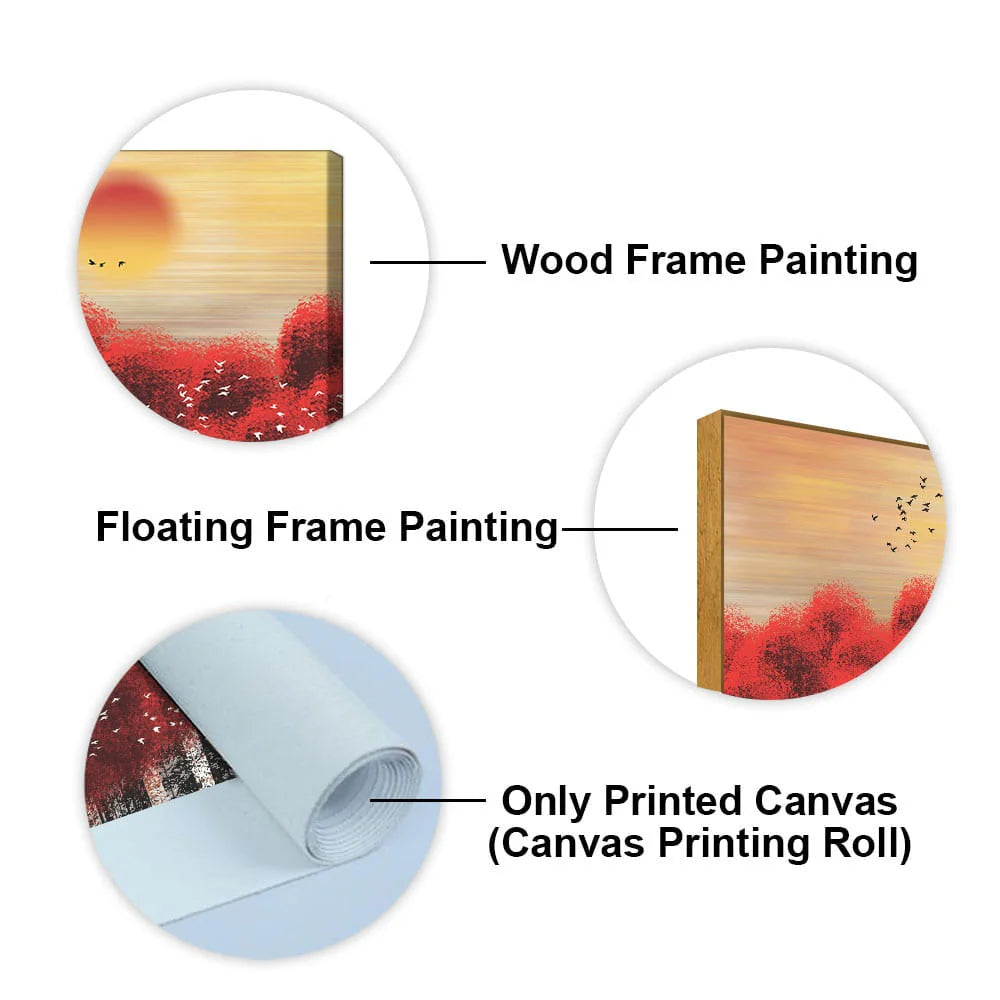 Sunset With Red Tree Premium Canvas Wall Painting DECORMANTRA