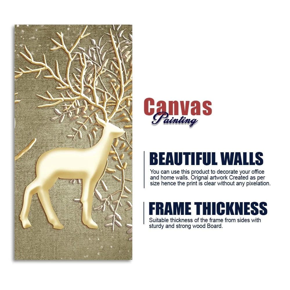 Swamp Deer in Forest Premium Canvas Wall Painting DECORMANTRA
