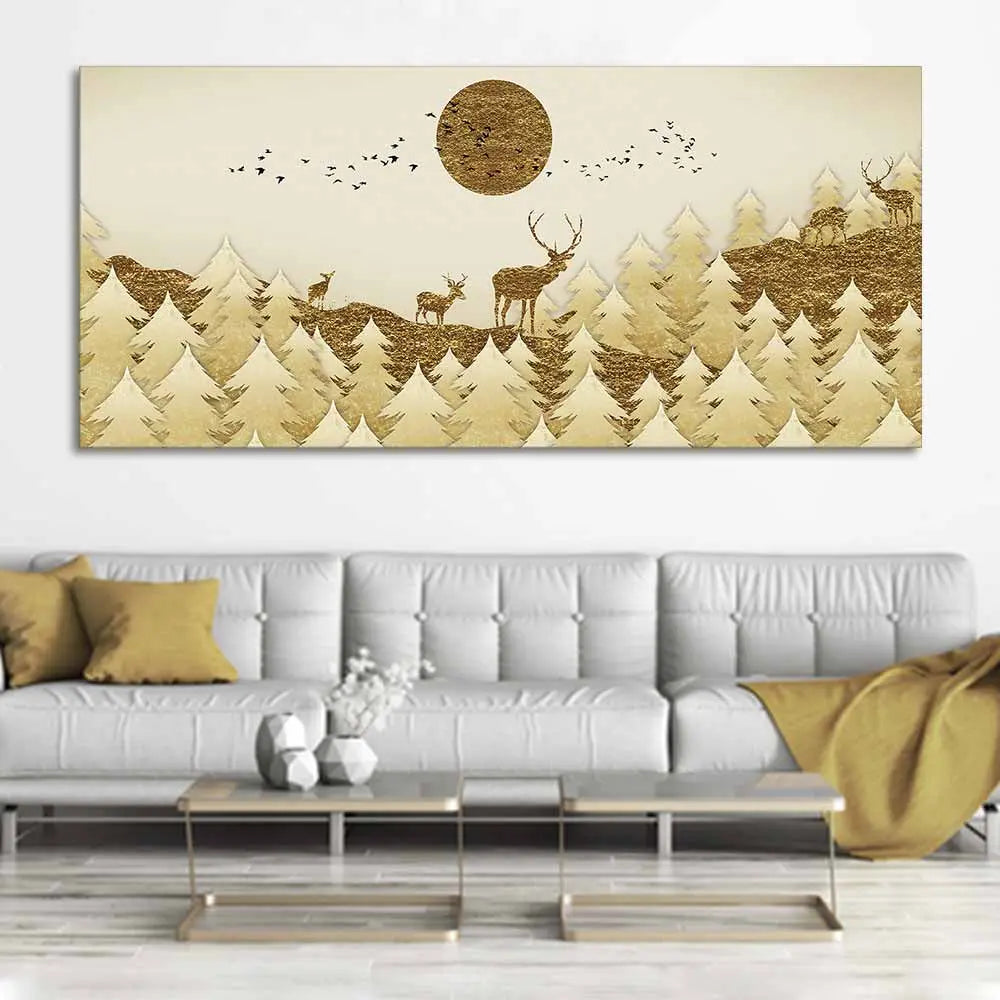 Swamp Deer in Forest Premium Wall Painting DECORMANTRA