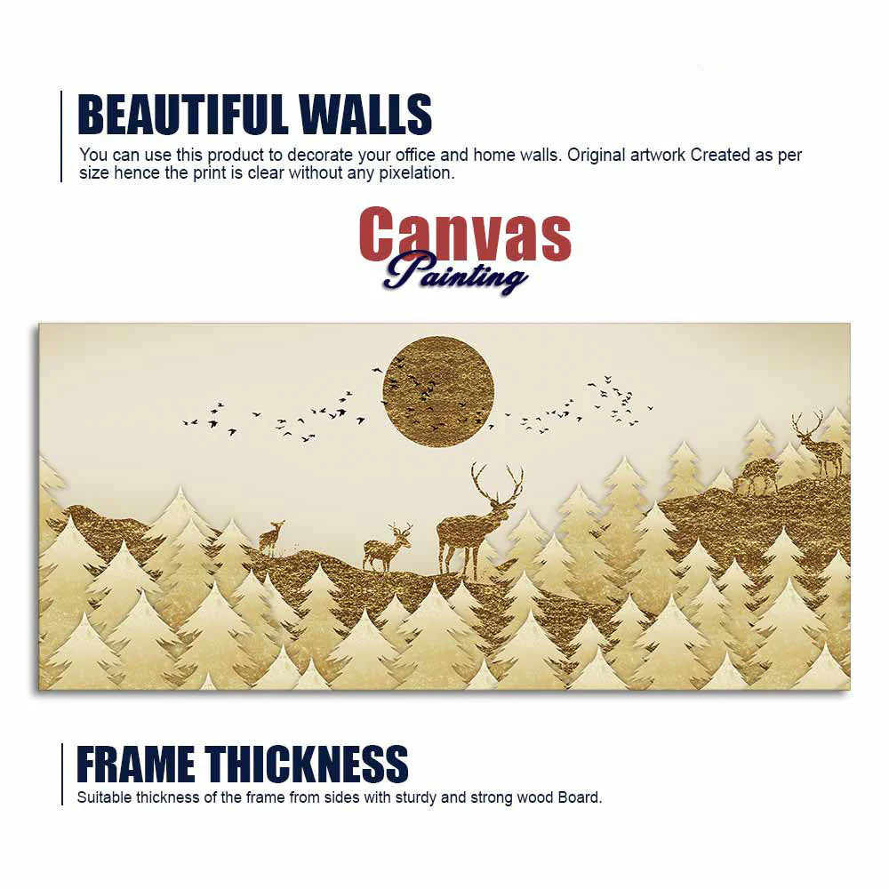 Swamp Deer in Forest Premium Wall Painting DECORMANTRA