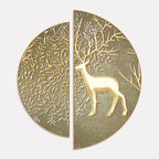 Swamp Deer in Forest Semi Circle Frames Set Of 2 Decor Mantra