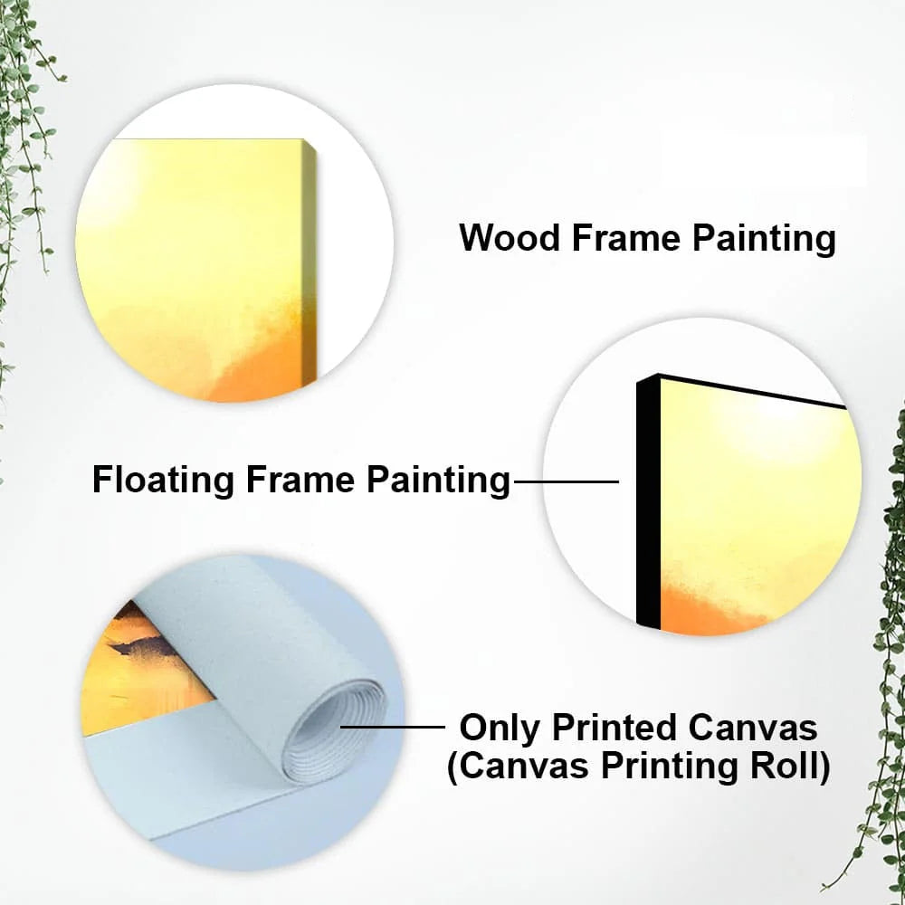 Swans in Lake at Sunset Canvas Wall Painting DECORMANTRA