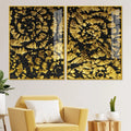 Luxurious Abstract Golden Textural Art Acrylic Floating Wall Painting Set Of 2 - Decor Mantra 