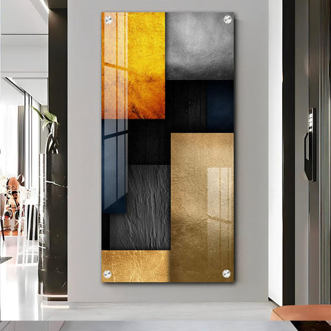 Elegant Modern Minimalist Geometric Acrylic Vertical Wall Art - Decor Mantra 