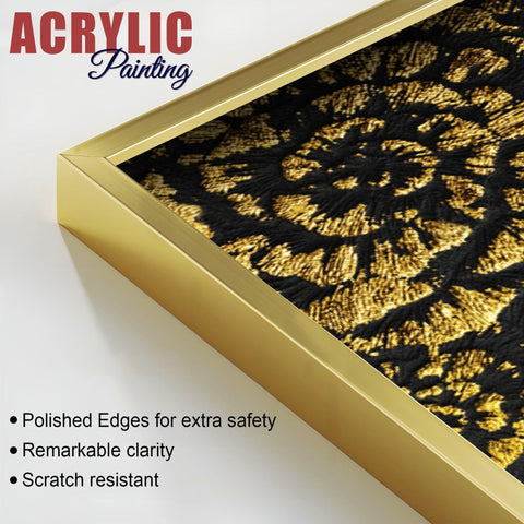 Luxurious Abstract Golden Textural Art Acrylic Floating Wall Painting Set Of 2 - Decor Mantra 