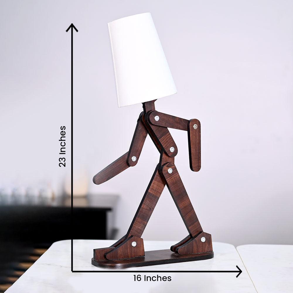 Wooden Walking Figurine Modern Artistic Table Night Lamp for Home Decor - Decor Mantra 