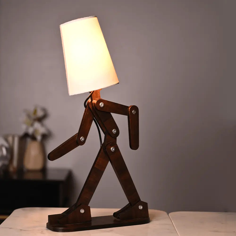 Wooden Walking Figurine Modern Artistic Table Night Lamp for Home Decor - Decor Mantra 