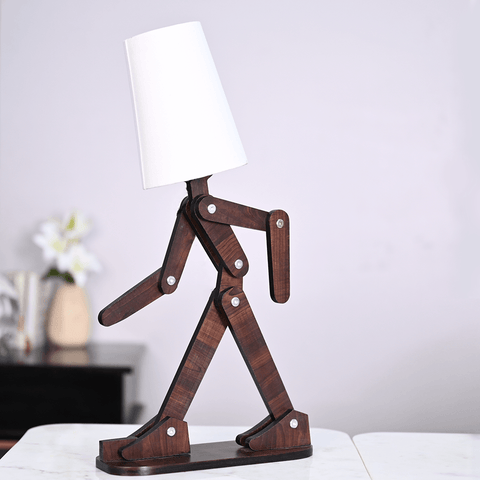 Wooden Walking Figurine Modern Artistic Table Night Lamp for Home Decor - Decor Mantra 