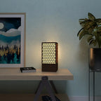 Beautiful Modern Look Wooden Night Light Honey Comb Pattern Table Lamp for Home Decor - Decor Mantra 