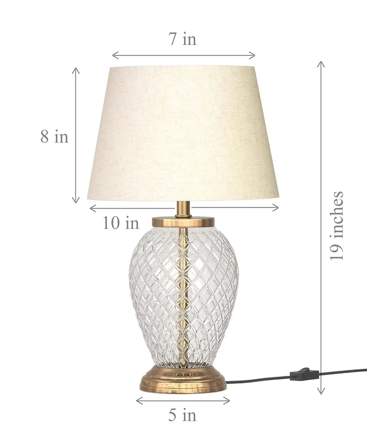 Elegant Diamond Cut Glass Table Lamp - Decor Mantra 