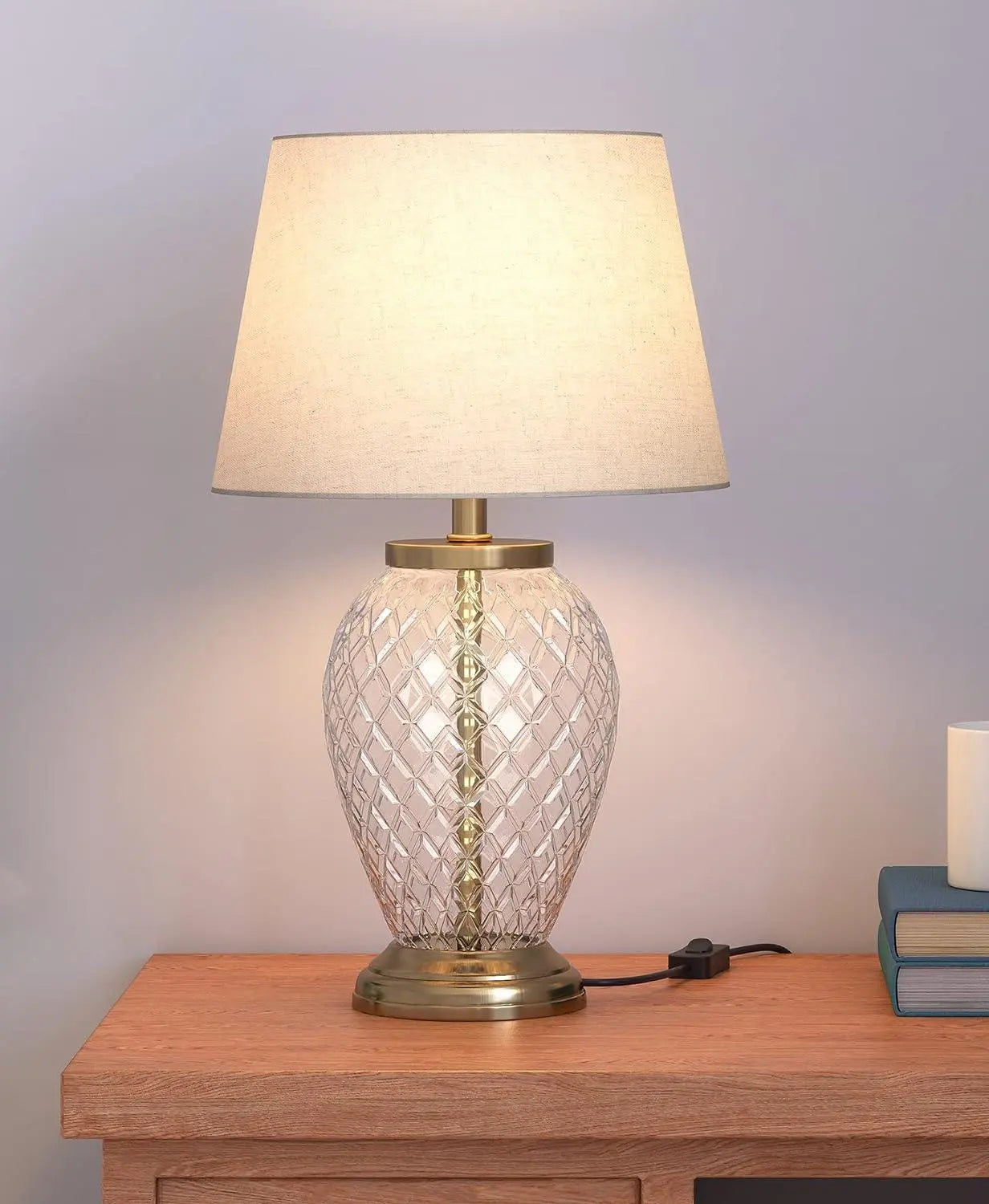 Elegant Diamond Cut Glass Table Lamp - Decor Mantra 
