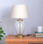 Elegant Diamond Cut Glass Table Lamp - Decor Mantra 