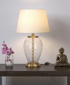 Elegant Diamond Cut Glass Table Lamp - Decor Mantra 