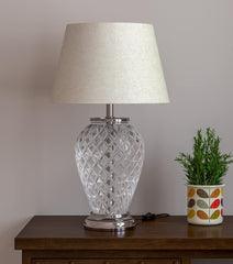 Silver Finish Diamond Cut Glass Lamp - Decor Mantra 